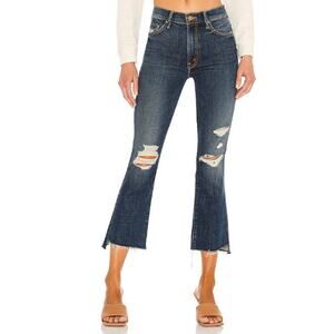 MOTHER The Insider Crop Step Fray Size 28 Wicked Wildflower Dark Wash Bootcut